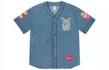 Supreme Patches Denim Baseball Jersey