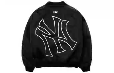 MLB Logo Print Long Sleeve Baseball Jacket Black
