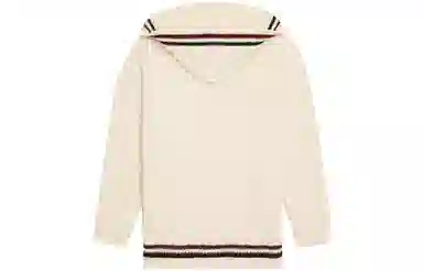 CELINE FW21 Logo Striped Wool Hoodie Beige