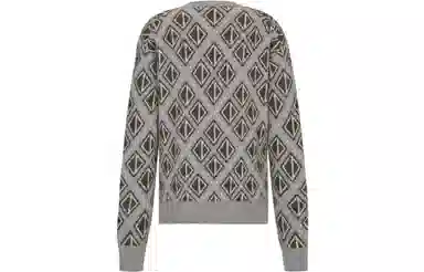 DIOR SS22 Diamond V-Neck Wool Sweater Gray