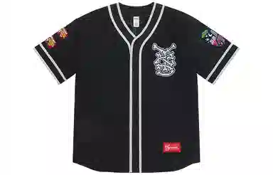 Supreme Patches Denim Baseball Jersey