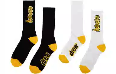 Drew House logo 2 Pack Cartoon Font Socks WhiteBlack 2