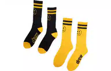 Drew House pack mascot strip socks blackgolden yellow 2