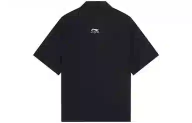 中国李宁 夏日派对 趣味印花系扣翻领短袖衬衫 男款 黑色