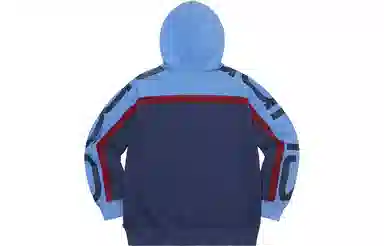 Supreme Big Logo Paneled Zip Up Hooded Sweatshirt