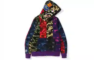 A BATHING APE BAPE MIX CAMO CRAZY SHARK FULL ZIP HOODIE