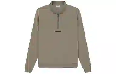 Fear of God Essentials SS21 Mockneck Half Zip Taupe Logo