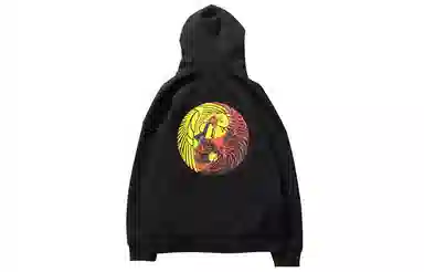 中国李宁 虎鹤双形印花版连帽套头卫衣 男款 标准黑