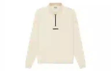 Fear of God Essentials SS21 Mockneck Half Zip ButtercreamCrea Logo