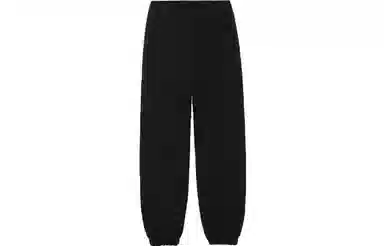 中国李宁 潮流音乐节系带中腰宽松卫裤束脚针织运动裤 男款 黑色