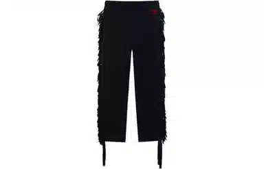 中国李宁 休闲系带直筒针织运动裤 男款 黑色