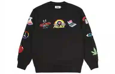 PALACE SS22 Mixed Media Bitmap Crew Black Logo