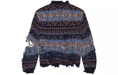 Balenciaga FW21 Distressed Crewneck Sweater Blue