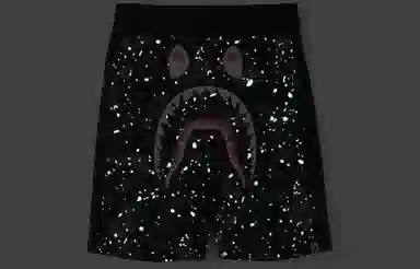 A BATHING APE Space Camo Shark Sweat Shorts