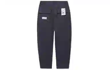 中国李宁 刺绣纯色直筒宽松休闲长裤 男款 黑色