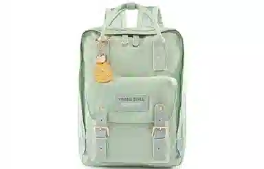 音魅 大容量旅行初高中学生大学生上课韩版 尼龙 电脑包旅行书包背包双肩包 常规 女款 米白/浅绿