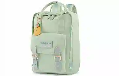 音魅 大容量旅行初高中学生大学生上课韩版 尼龙 电脑包旅行书包背包双肩包 常规 女款 米白/浅绿