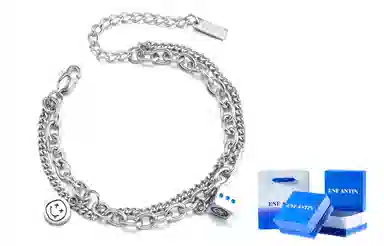 ENFANTIN Classic Dice Couple Bracelet Y2K Titanium Steel Silver Adjustable Double Layer