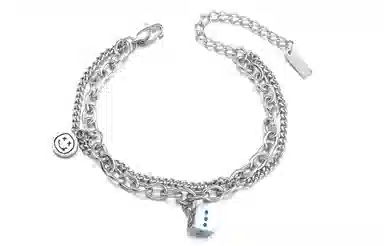 ENFANTIN Classic Dice Couple Bracelet Y2K Titanium Steel Silver Adjustable Double Layer