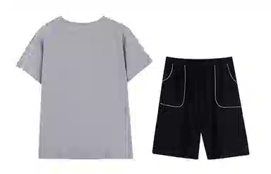 小情歌家居服睡衣 纯棉短袖短裤套装 凉爽套头字母设计口袋简约 睡衣男夏季 男款 灰色