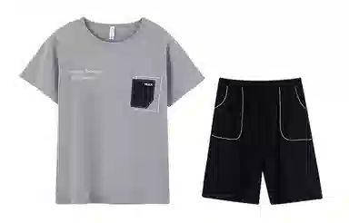 小情歌家居服睡衣 纯棉短袖短裤套装 凉爽套头字母设计口袋简约 睡衣男夏季 男款 灰色