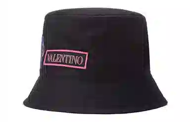 Valentino Cotton Appliqué Bucket Hat Black