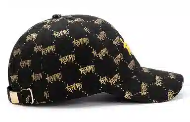 肯默 高街老花棒球帽满印鸭舌帽嘻哈潮流遮阳帽子 男女同款 黑黑/黑金