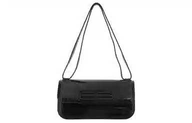 Balenciaga BB Croc Embossed Shoulder Bag Black
