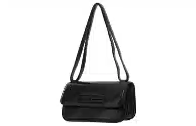 Balenciaga BB Croc Embossed Shoulder Bag Black