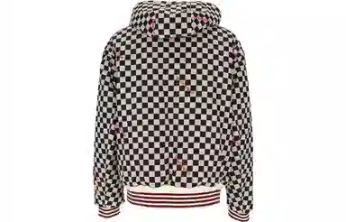 Palm Angels FW22 Plaid Logo Zip Hoodie Black White