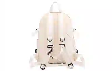 音魅 新款日系时尚大容量大学生初中生 尼龙布 书包背包双肩包 大号 女款 黄色，米白