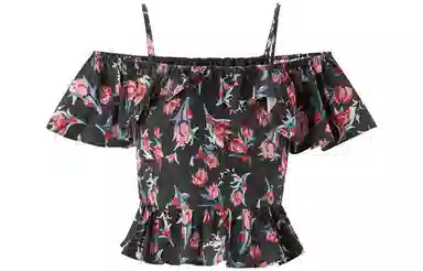 太平鸟女装 碎花荷叶边吊带 女款