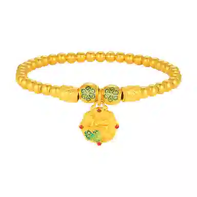 周大生 非凡金遇见国潮吉庆祥鹿足金古法圆珠小金珠 黄金 按克计价 手串 女款