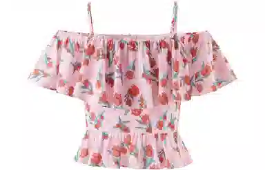 太平鸟女装 碎花荷叶边吊带 女款