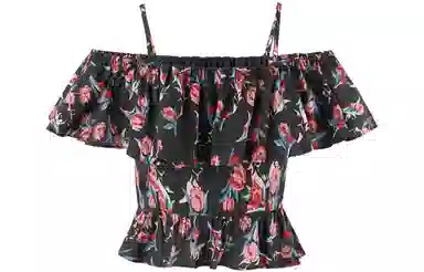 太平鸟女装 碎花荷叶边吊带 女款