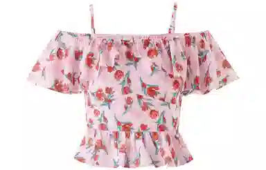 太平鸟女装 碎花荷叶边吊带 女款