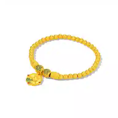 周大生 非凡金遇见国潮吉庆祥鹿足金古法圆珠小金珠 黄金 按克计价 手串 女款