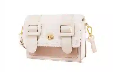 音魅 毛绒拼接百搭 潮 单肩斜挎羊羔毛邮差包 毛毛包 剑桥包