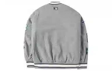 MLB Logo Embroidered Baseball Jacket Grey