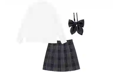 东鲸岁时记 纯色长袖衬衫百褶短款半身格裙制服套装 女款