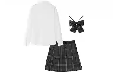 东鲸岁时记 江源女高尖领碳素笔格裙长袖衬衫格裙制服套装 女款