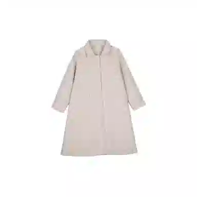 小镇姗姗 纯色纽扣口袋中长款长袖红色大衣 女款