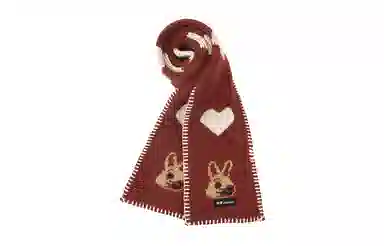 白卷 爱心兔子 绒线围巾 男女同款情侣款