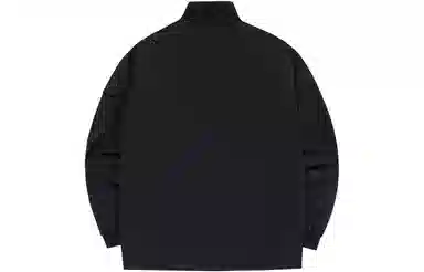 鸿星尔克 伍岳独尊 纯色口袋梭织套头长袖立领卫衣 男款 正黑