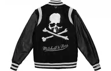 Mitchell & Ness x mastermind V-Neck Baseball Jacket Black