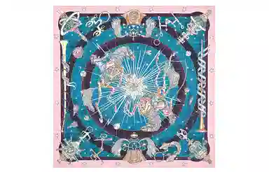 Hermes Star Chorus Scarf Pink Cobalt Purple