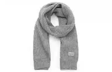 肯默 皮标纯色针织围巾 毛线围脖 秋冬保暖加厚 情侣款