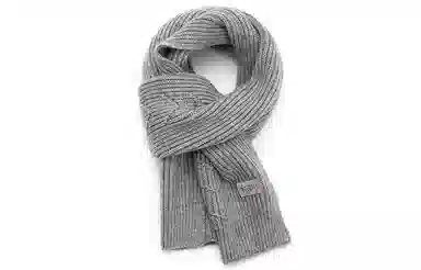 肯默 皮标纯色针织围巾 毛线围脖 秋冬保暖加厚 情侣款