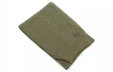 肯默 皮标纯色针织围巾 毛线围脖 秋冬保暖加厚 情侣款