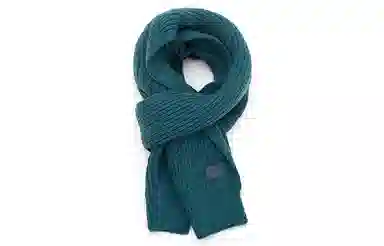 肯默 皮标纯色针织围巾 毛线围脖 秋冬保暖加厚 情侣款